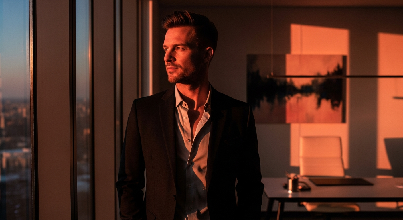 Confident business owner looking strategically at the future